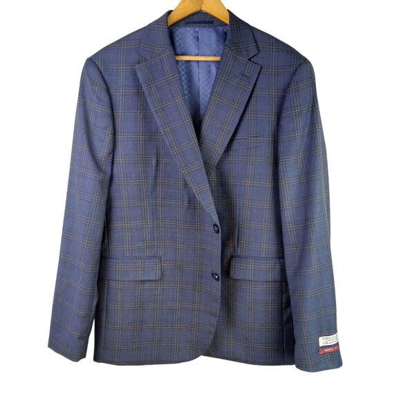 Douglas & Grahame Men's SZ 46R 100% Wool 282V Modern Fit Blazer Blue Plaid NWT - Picture 3 of 7